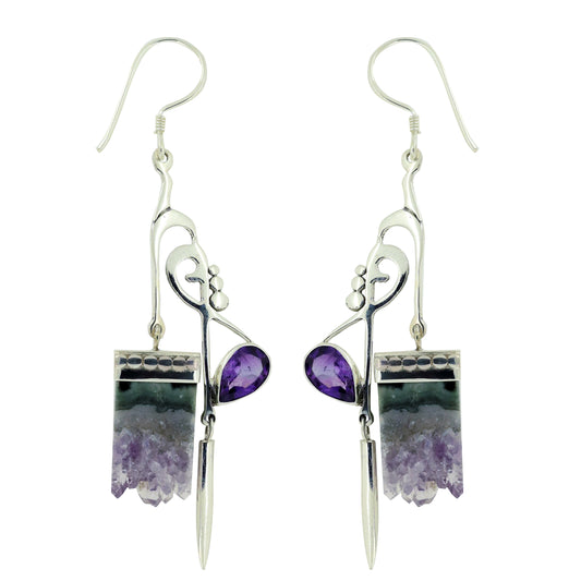 (357AMCR) Amethyst & Uruguayan Crystal Earrings (357AMCR)