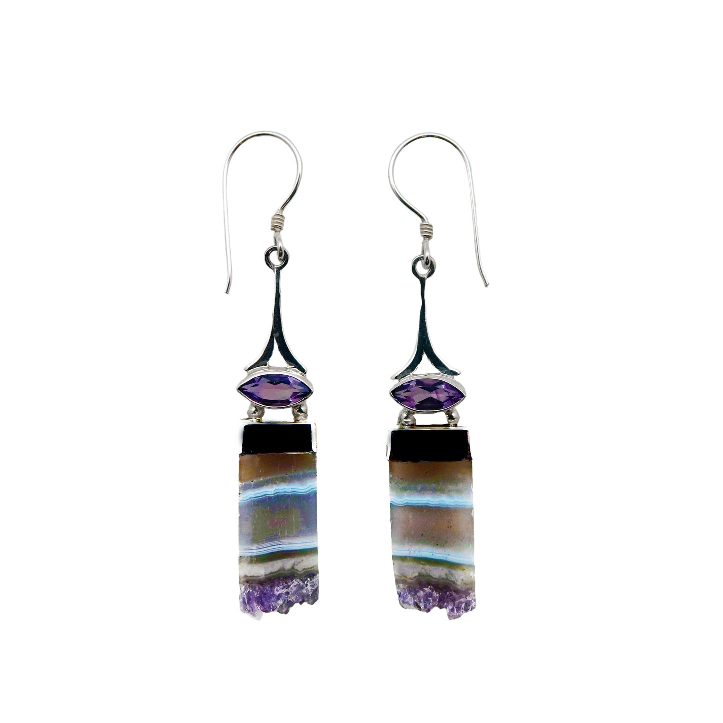 (365BAMCR) Amethyst and Uruguayan Crystal Earrings