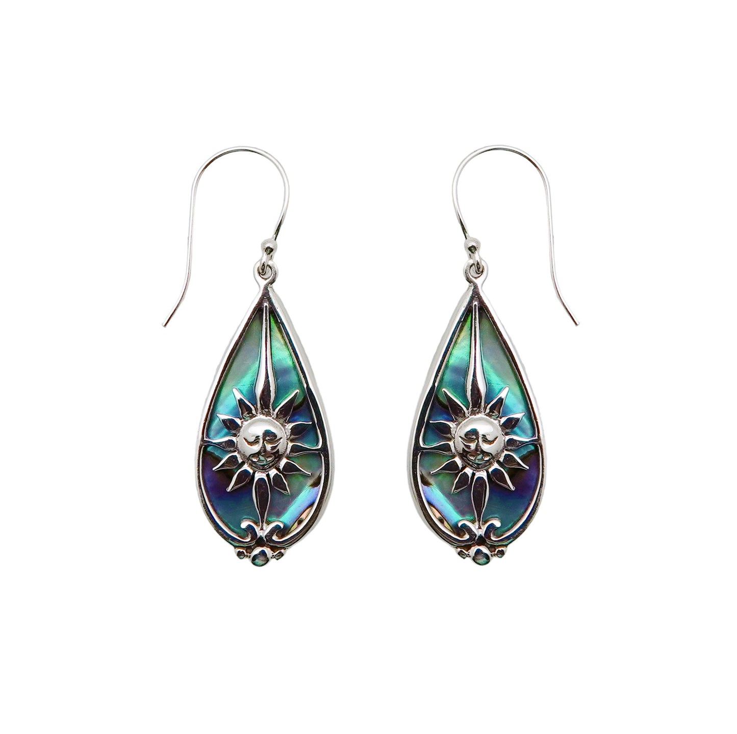 (377BPAUA) Silver Sun with Paua Earring