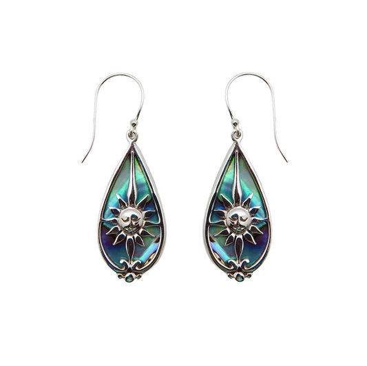 (377BPAUA) Silver Sun with Paua Earring