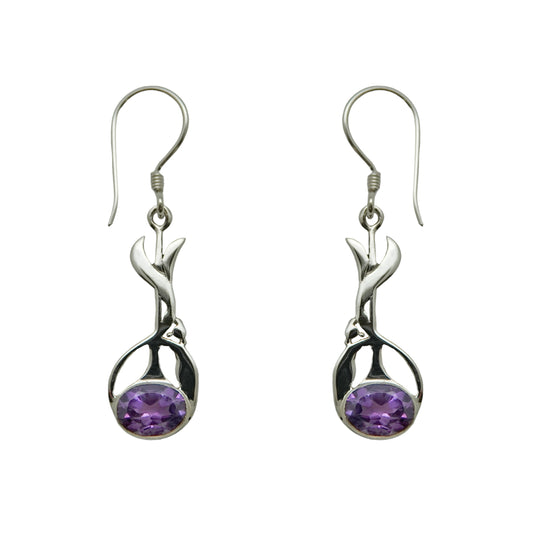 (383BAM) Dangle gemstone earring in sterling silver.