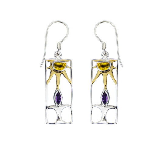 (389CIAM) Citrine & Amethyst Earrings