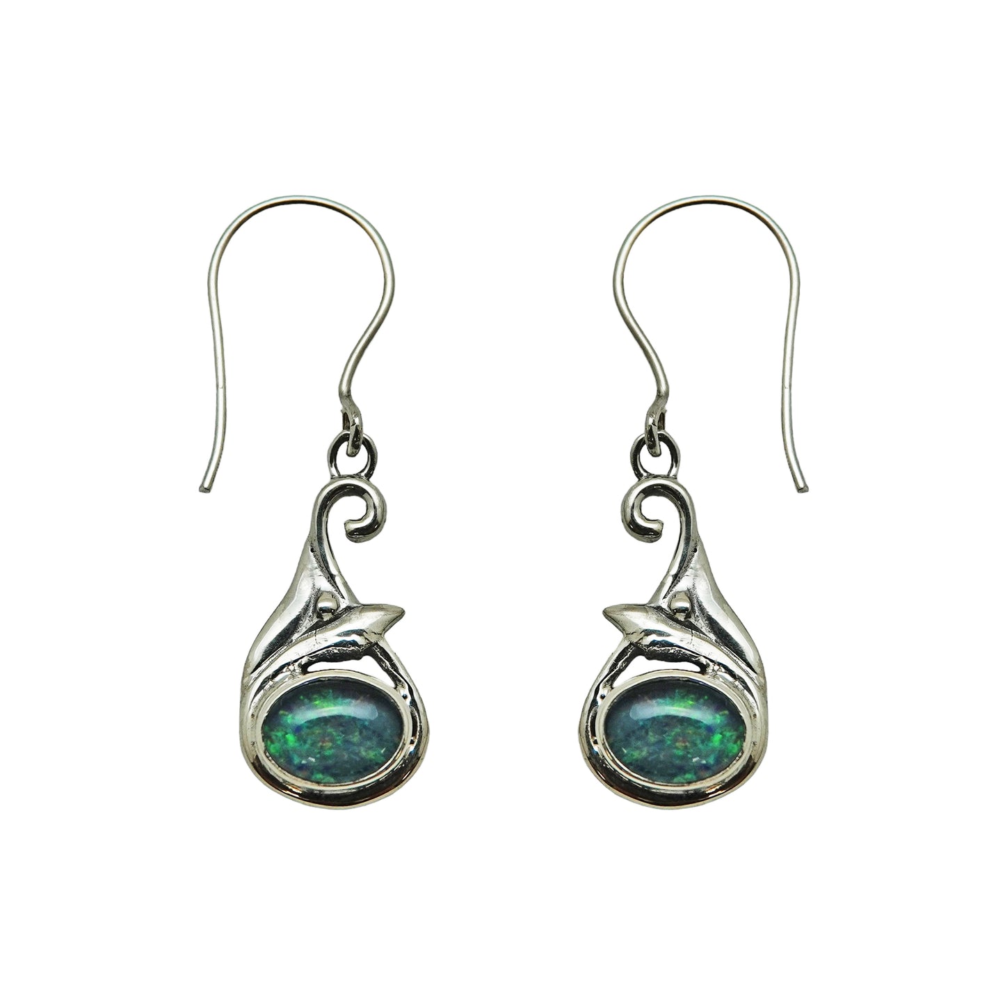 (391BOPT) Compact drop gemstone earring in sterling silver