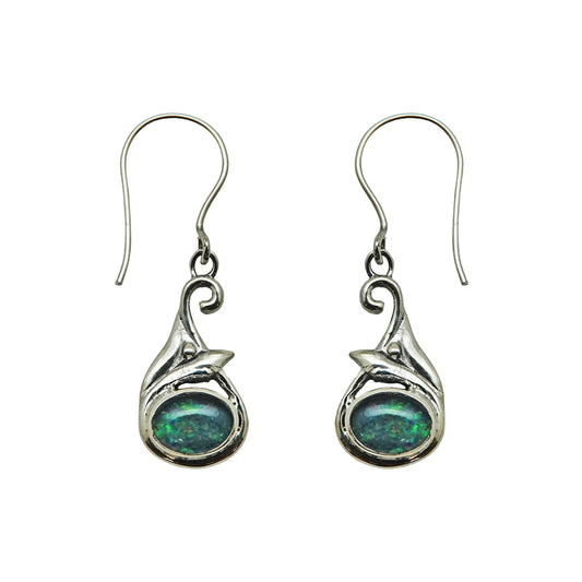 (391BOPT) Compact drop gemstone earring in sterling silver