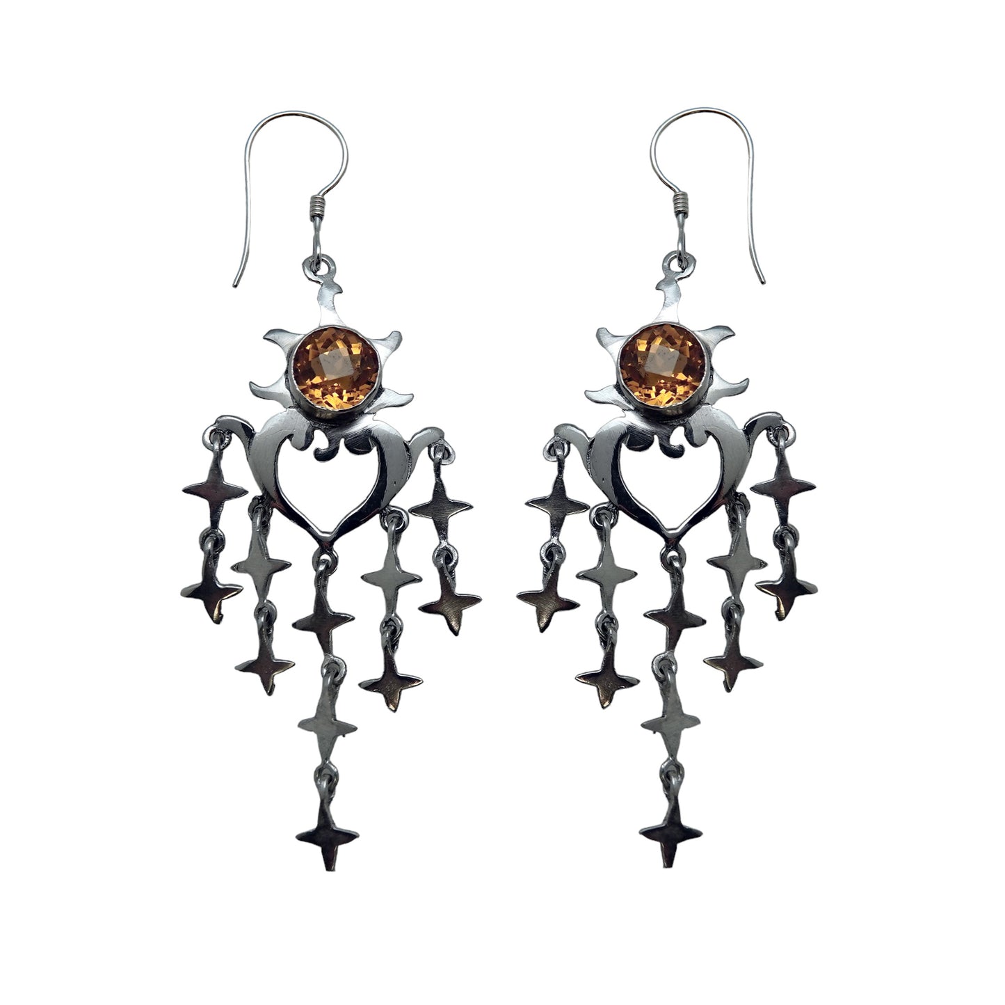(394BCI) Bold celestial chandelier earring citrine