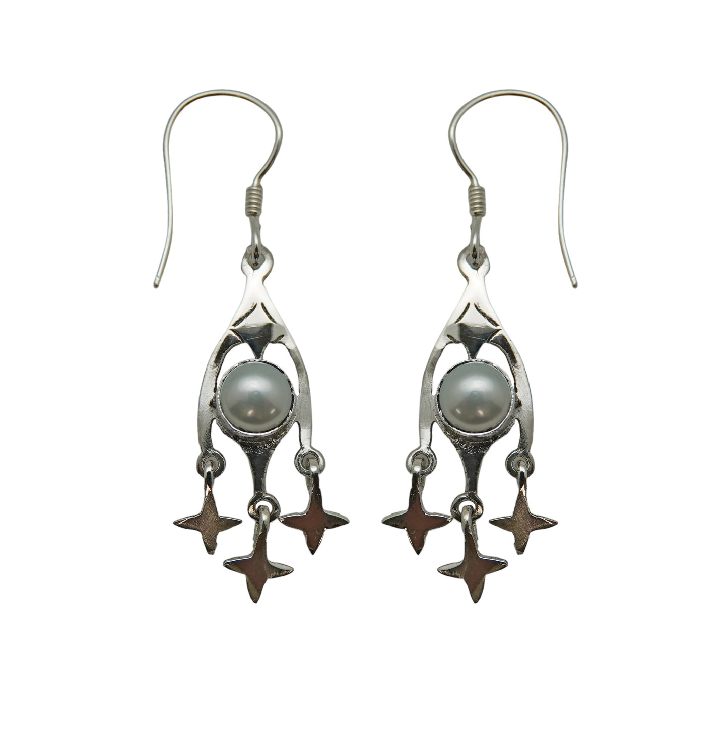 (395BPL) Silver Dangle Gemstone Earring