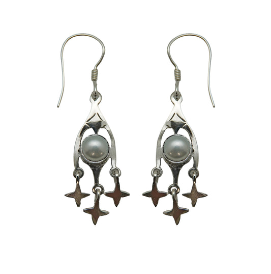 (395BPL) Silver Dangle Gemstone Earring