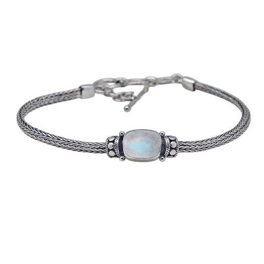 (517FBMS) Sterling Silver Blue Moonstone Bracelet