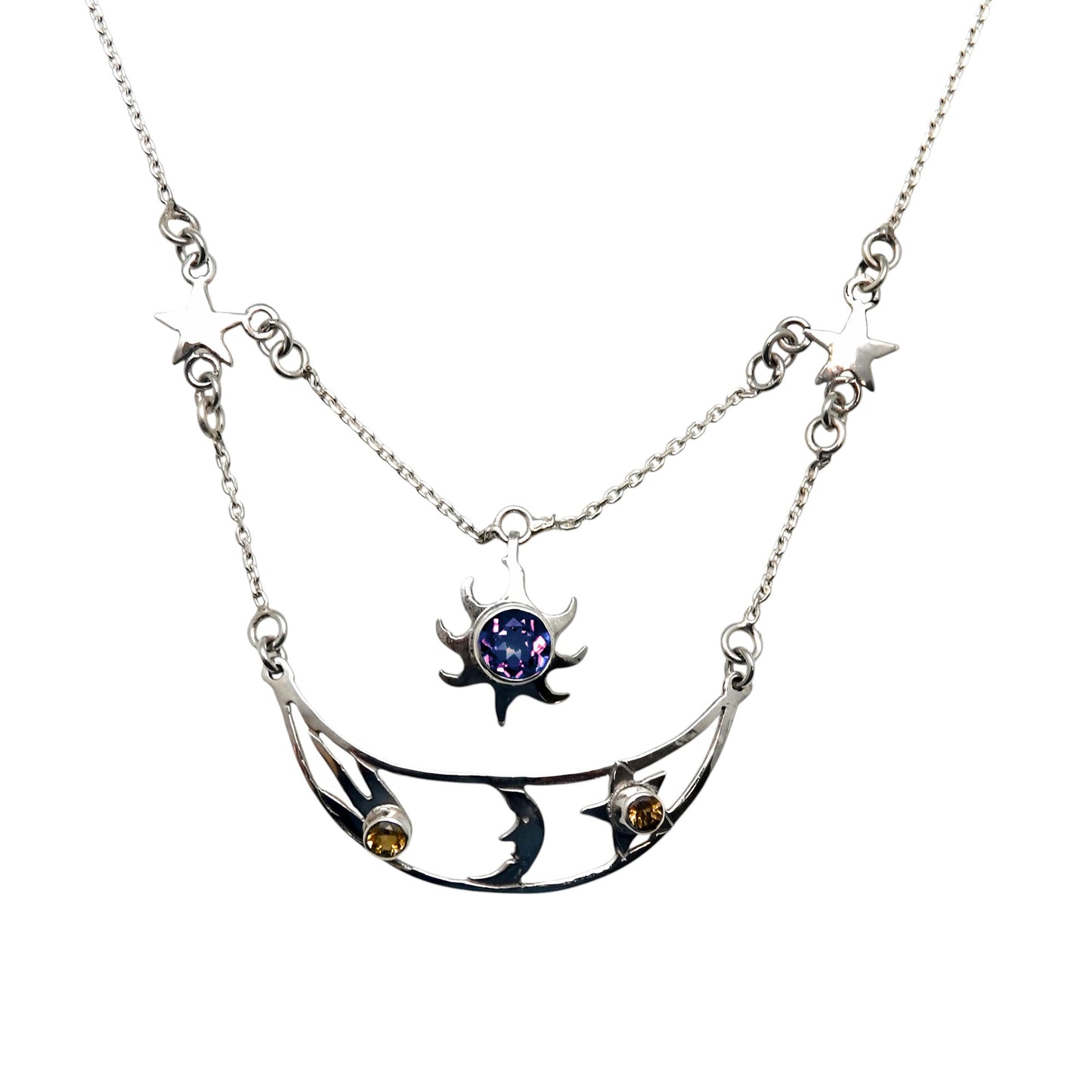 (624EMTCI) Silver Multistone Necklace