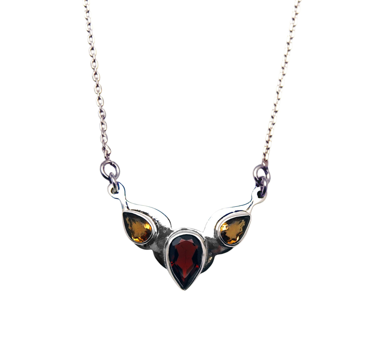 (627EGACI) Silver Gemstone Necklace