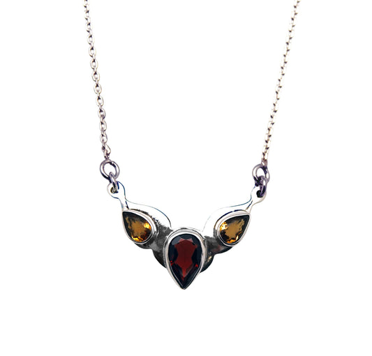 (627EGACI) Silver Gemstone Necklace