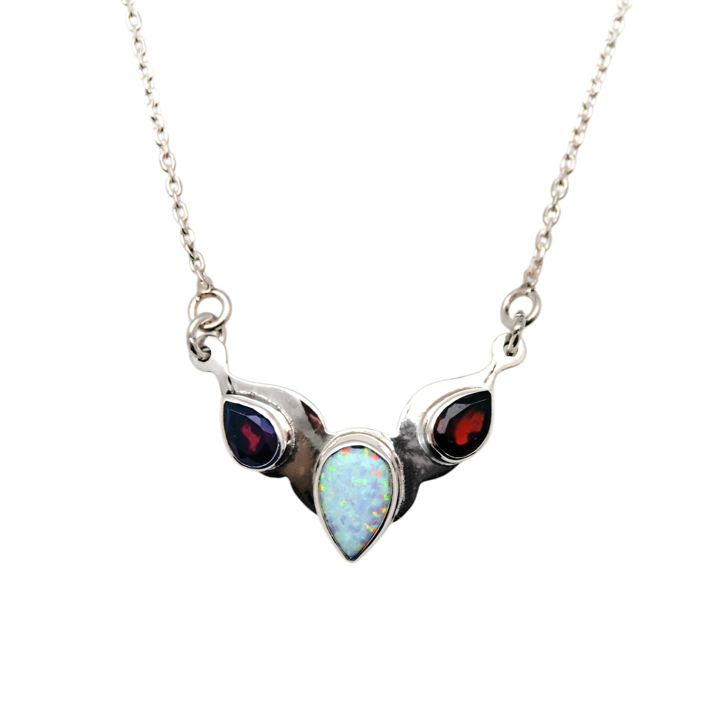 (627EOPSGA) Silver Multistone Necklace