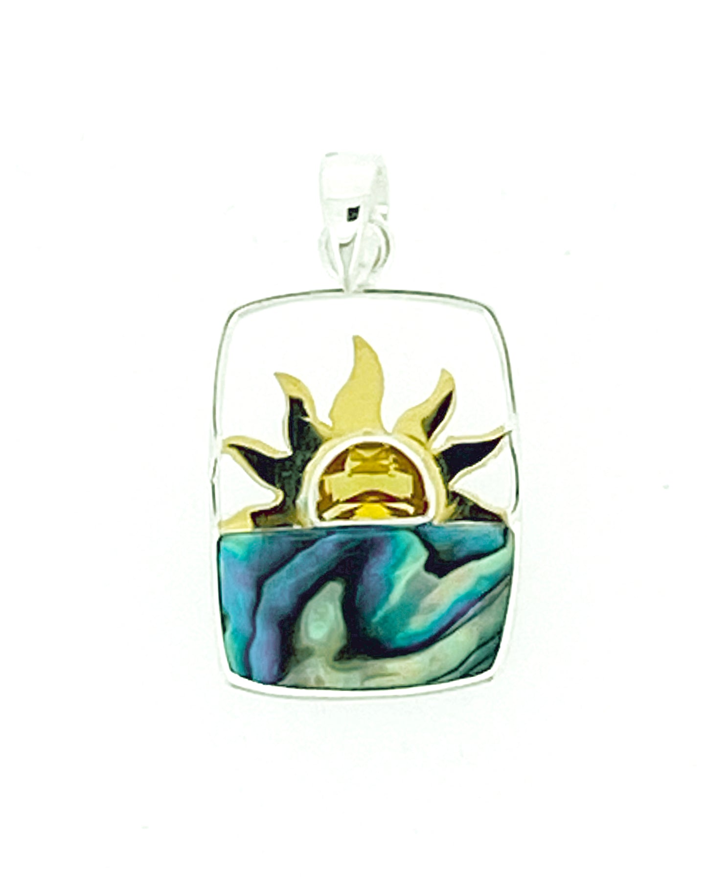 (SP642CCIPAUA) Citrine Sunrise/Sunset & Paua Shell Horizon Pendant