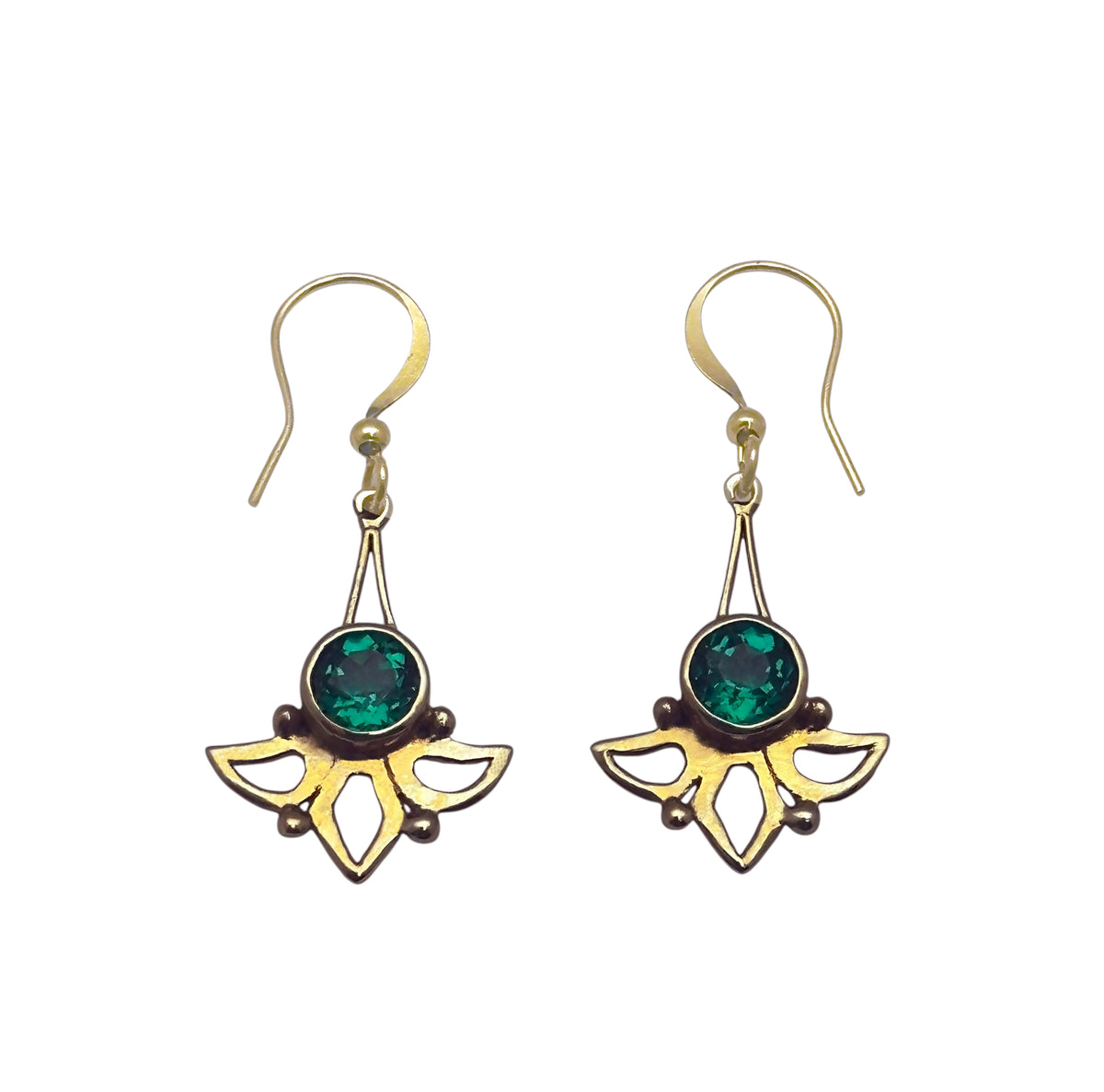 (BR103GQ) Green Quartz Wing Earrings