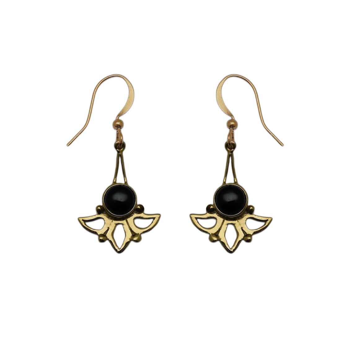 (BR103ON) Onyx Wing Earrings