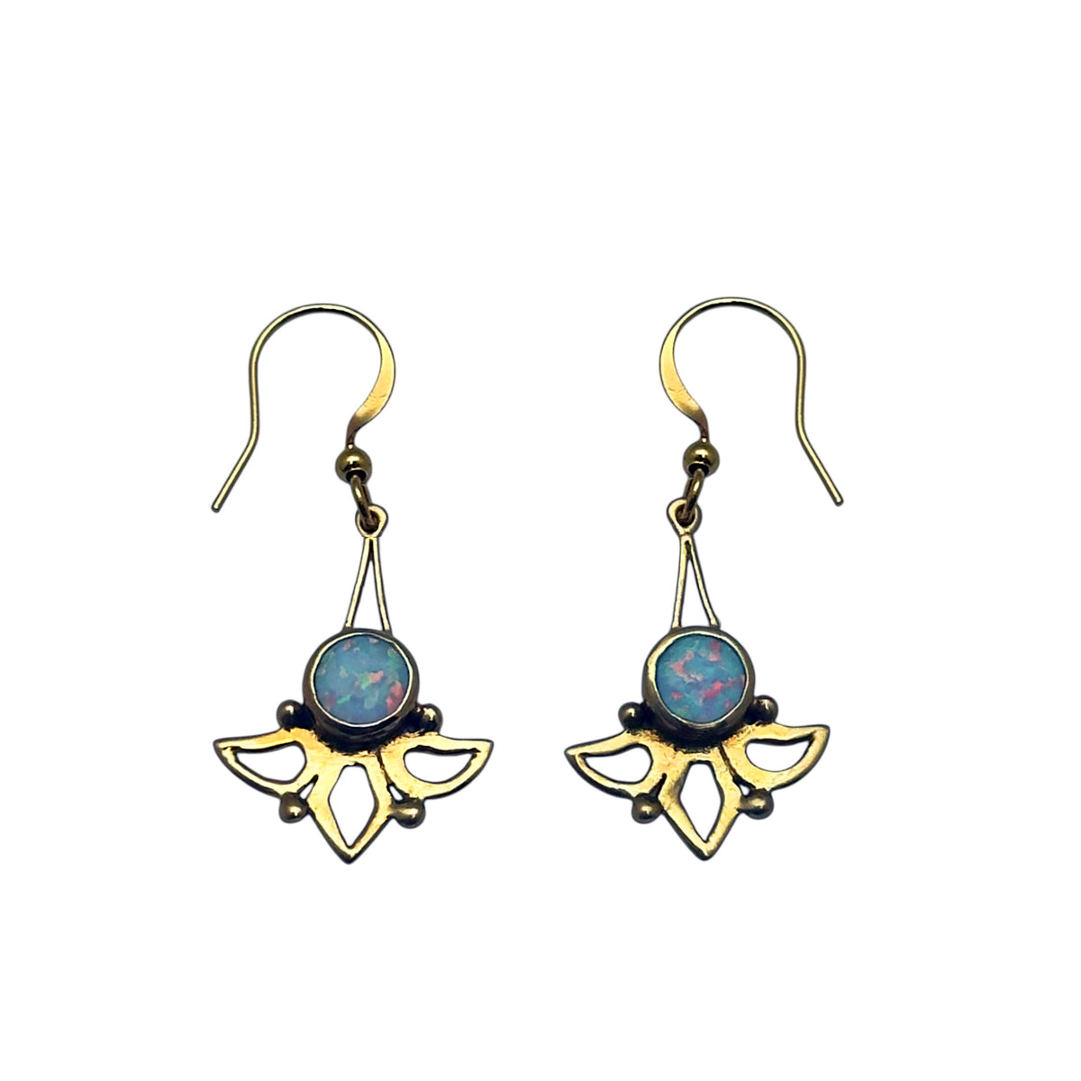 (BR103OPSB) Blue Opal Wing Earrings