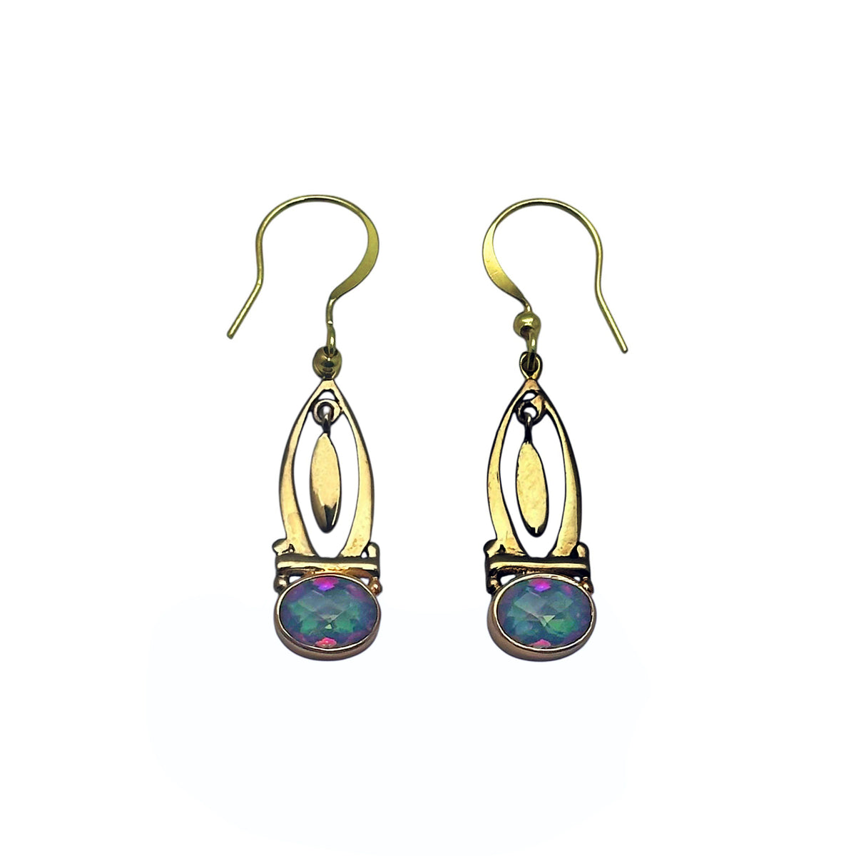 (BR106MT) Gilded Marquise with Mystic Topaz Drops