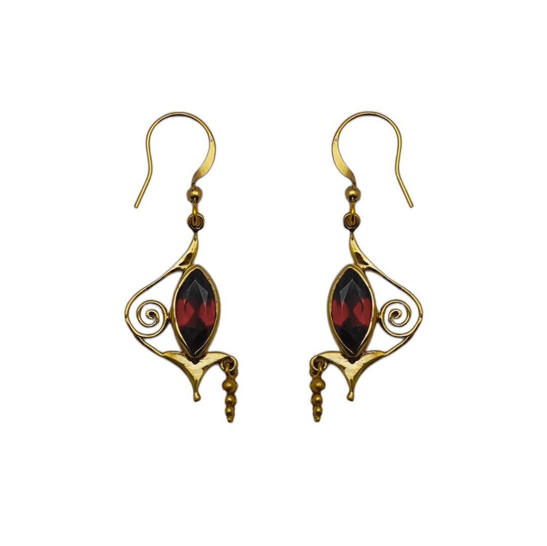 (BR112GA) Faceted Marquise Garnet Drop Earrings