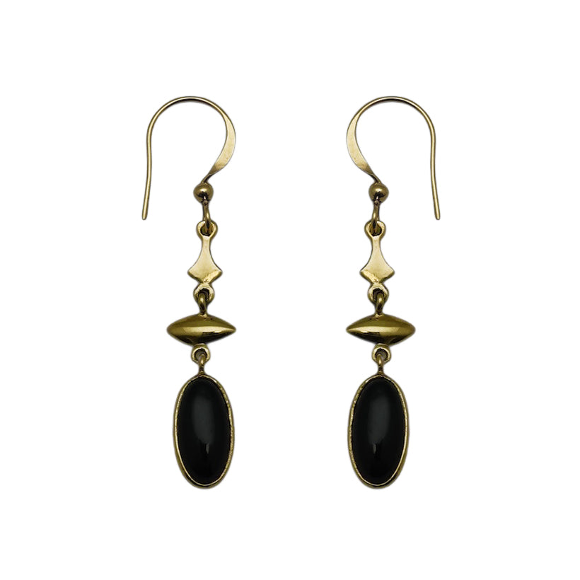 (BR114ON) Black Onyx Drop Cascade Earrings