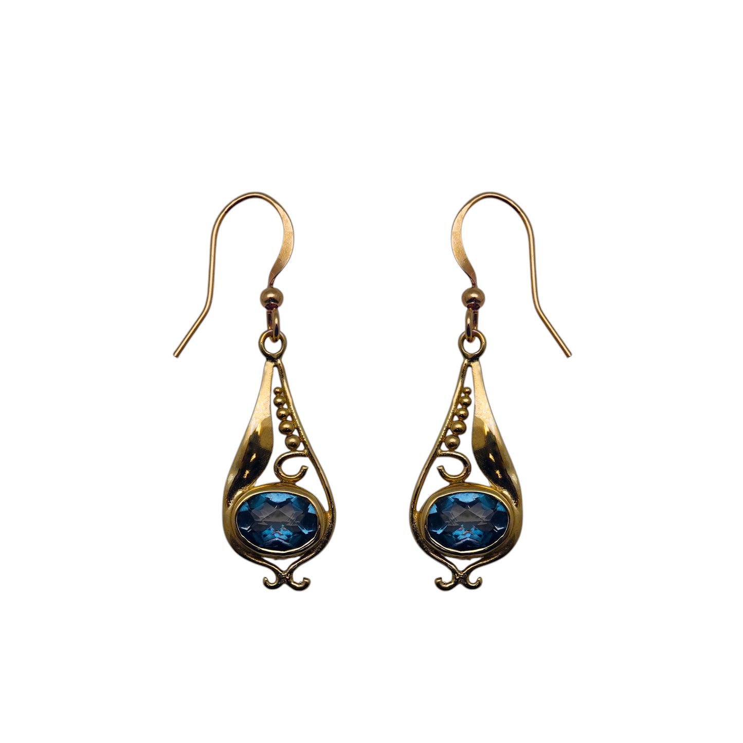 (BR205VBQ) Blue quartz drop earring in gold tone