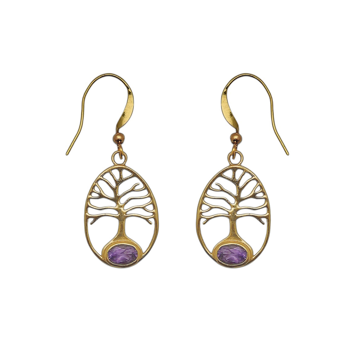 (BR241QAM) Amethyst Tree of Life Brass Drops