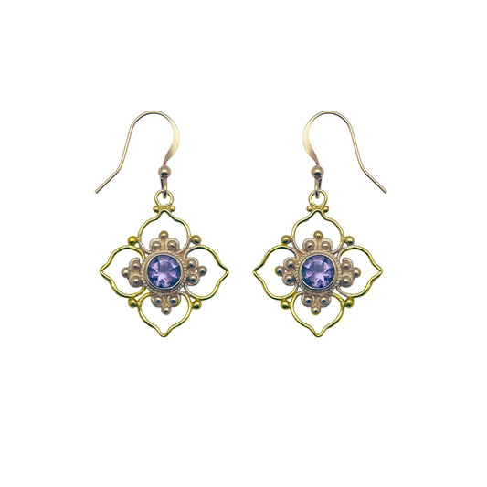 (BR267FAM) Gemstone earring in gold tone