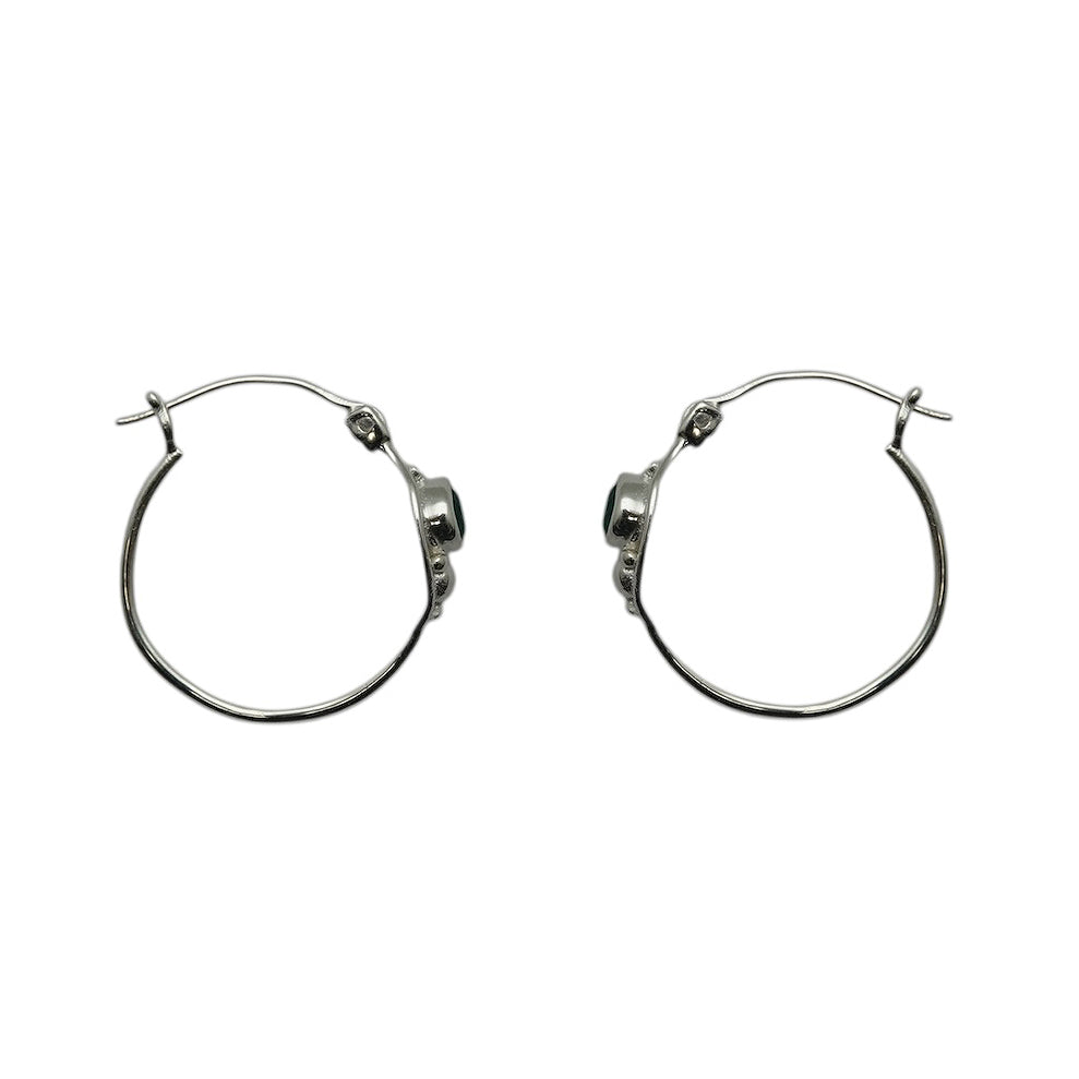 (SP110GO) Silver-plate Green Onyx Hoops