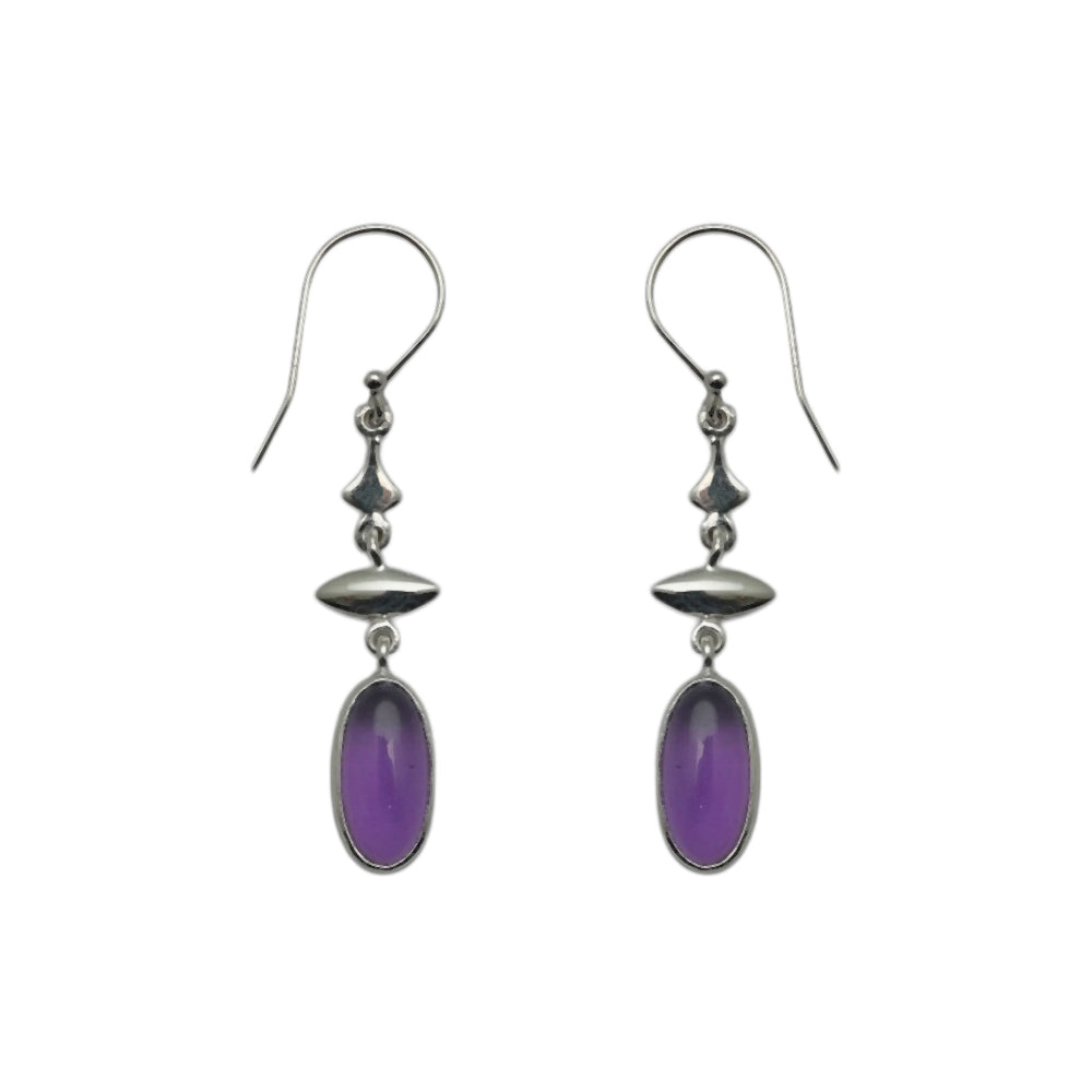 (SP114AMC) Amethyst Cabochon Drop Earrings