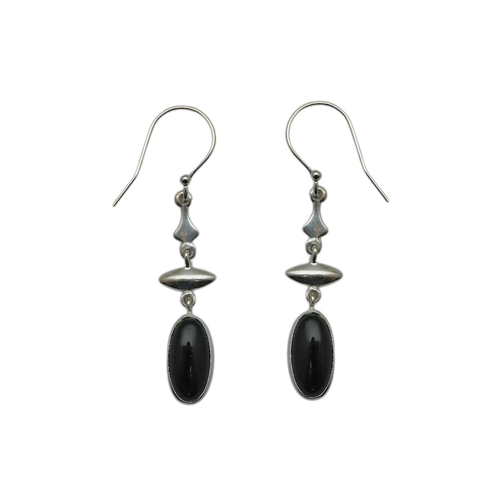 (SP114ON) Black Onyx Drop Cascade Earrings