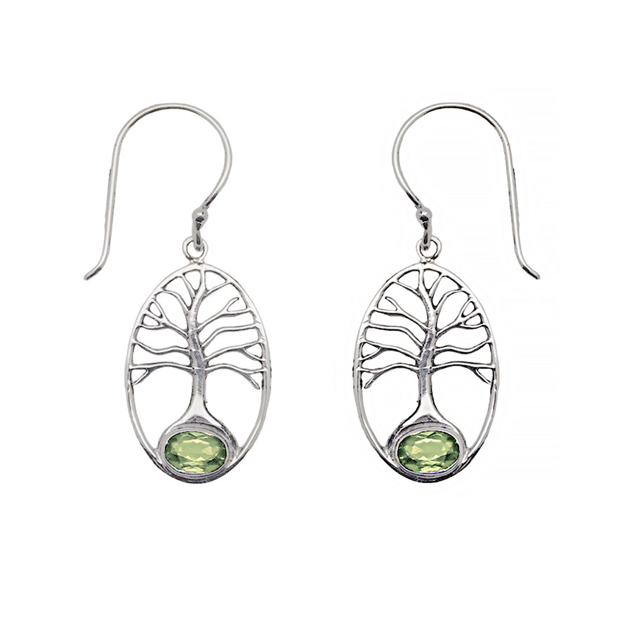 (SP241QPE) Peridot Tree of Life Earrings