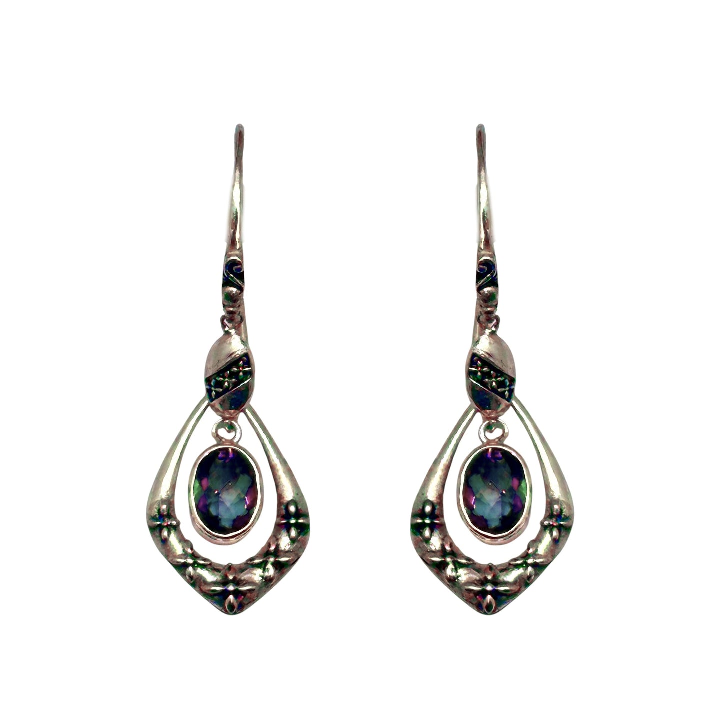 (SP305AMT) Mystic Topaz Vintage Teardrop Earrings