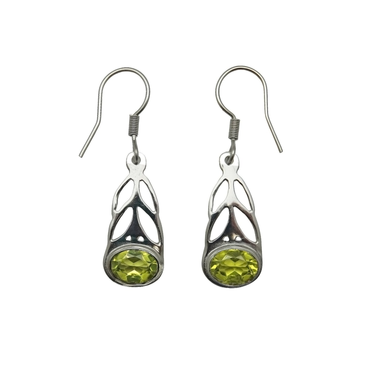 (SP353CSMPE) Silver Plated Cutout Peridot Earrings