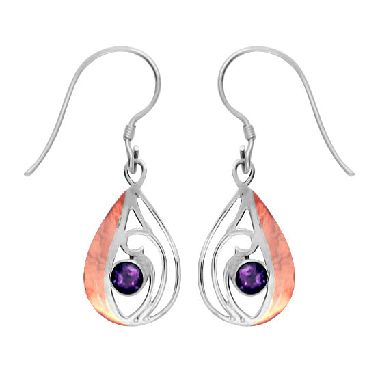 (227SCOPAM) Amethyst Silver/Copper Teardrop Earring