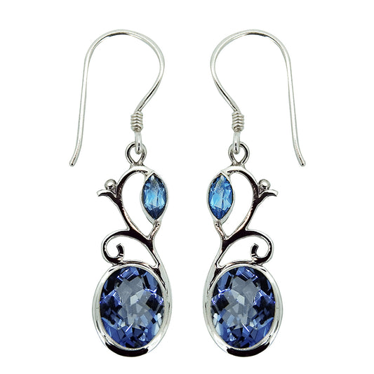 (233QBTBQ) Blue Topaz & Blue Quartz Sterling Earrings