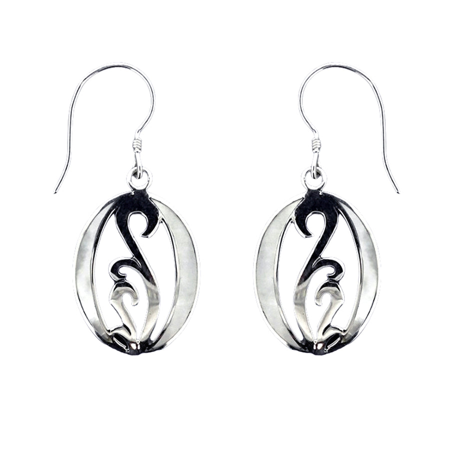 (237XMOP) Mother Of Pearl Inlay Silver Earring