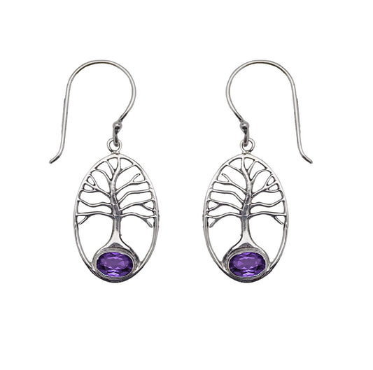(241QAM) Amethyst Tree of Life Earrings