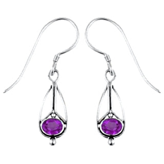 (244NAM) Amethyst Leaf Earrings