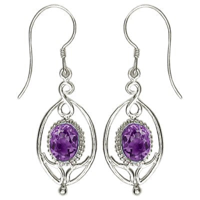 (257PAM) Flower Drop Amethyst Earrings (257PAM)