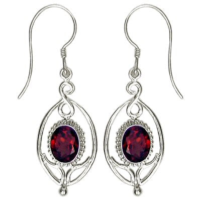 (257PGA) Flower Drop Garnet Earrings