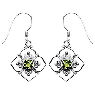 (267FPE) Flower Framed Peridot Earrings