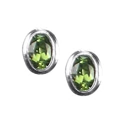 (283IPE) Oval Stud Peridot Earrings
