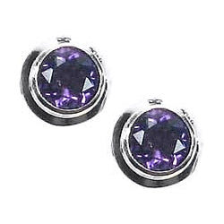(284IAM) Round Amethyst Post Earrings