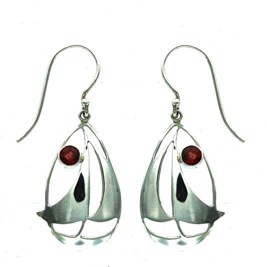 (289UGA) Garnet Sailboat Drop Earring