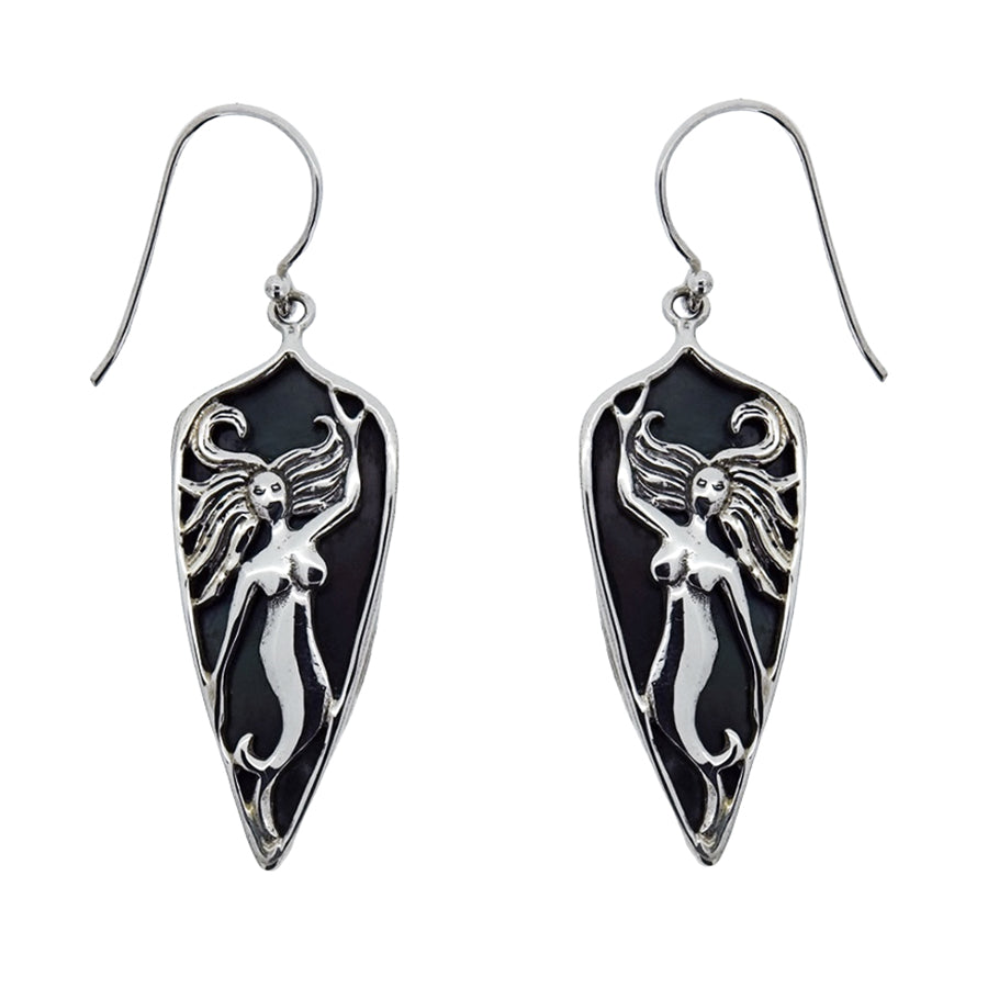 (299XSMK) Smokey Shell Mermaid Earrings