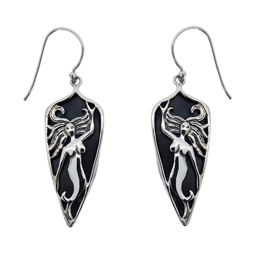 (299XSMK) Smokey Shell Mermaid Earrings