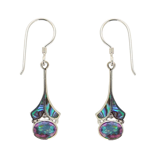 (338APAUAMT) Mystic Topaz & Paua Shell Silver Earrings