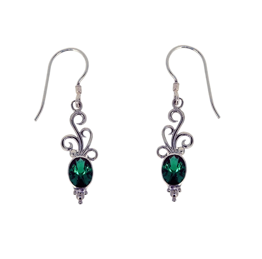 (361AEGQ) Green Quartz Silver Earrings