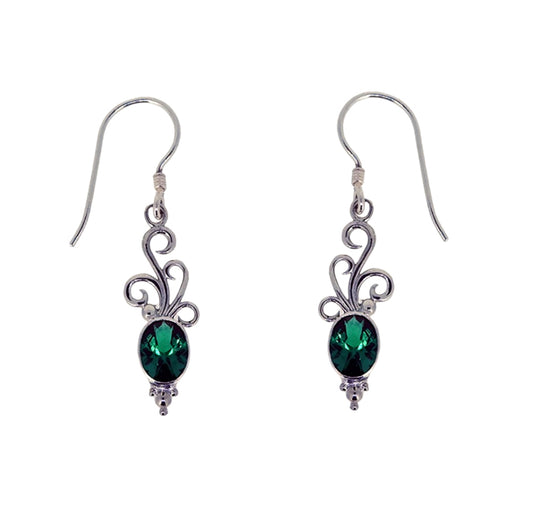 (361AEGQ) Green Quartz Silver Earrings