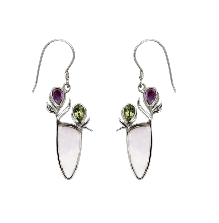 (363AAMPEMOP) Amethyst Peridot Silver Earrings