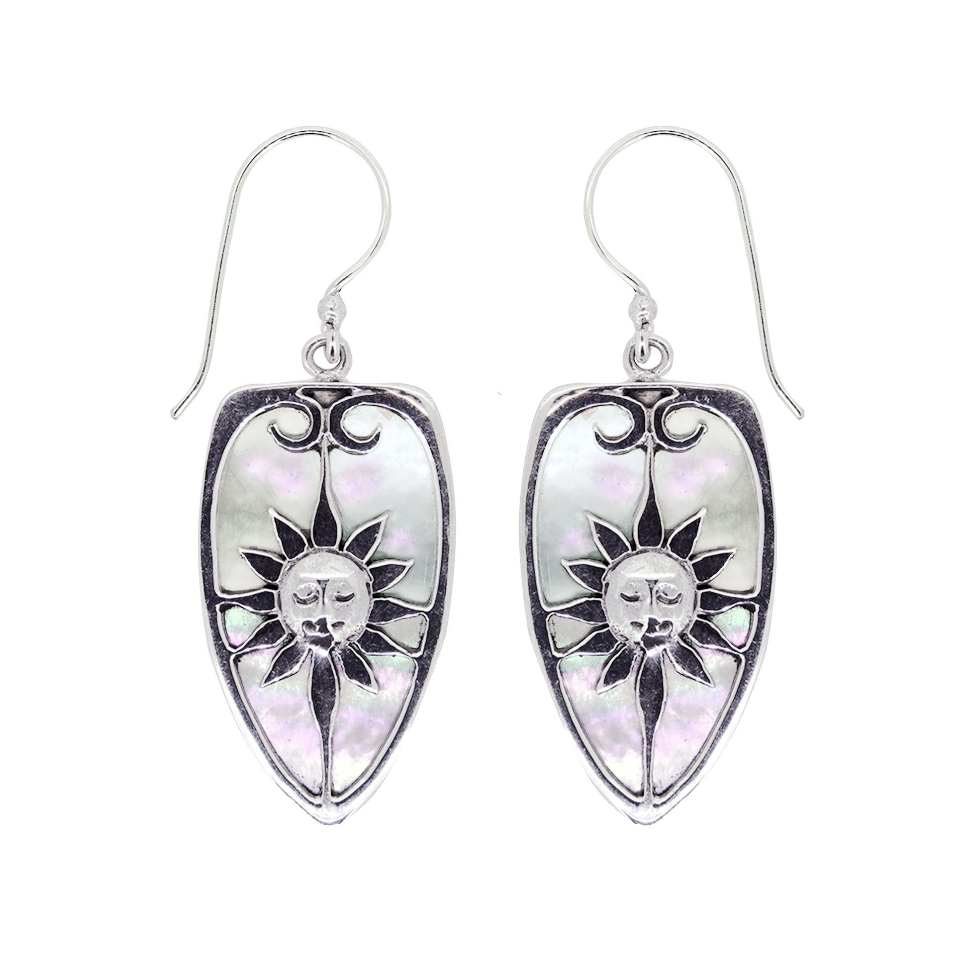 Mother Of Pearl Sterling Silver Sun Earrings